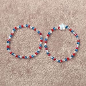Kids Beaded Star Bracelets - Red, Blue, and Clear